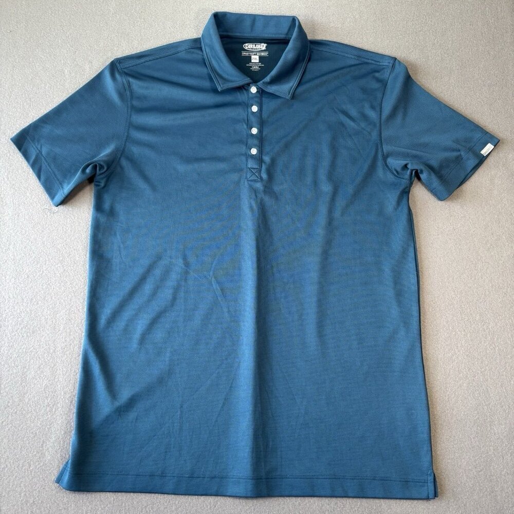 Cariloha Polo Shirt Mens 2XL Blue Crazy Soft‎ Bamboo Blend Short Sleeve Golf XXL